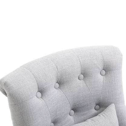 Lifasu Fabric Grey Tub Style Accent Chair With Pillow And Solid Wood Legs