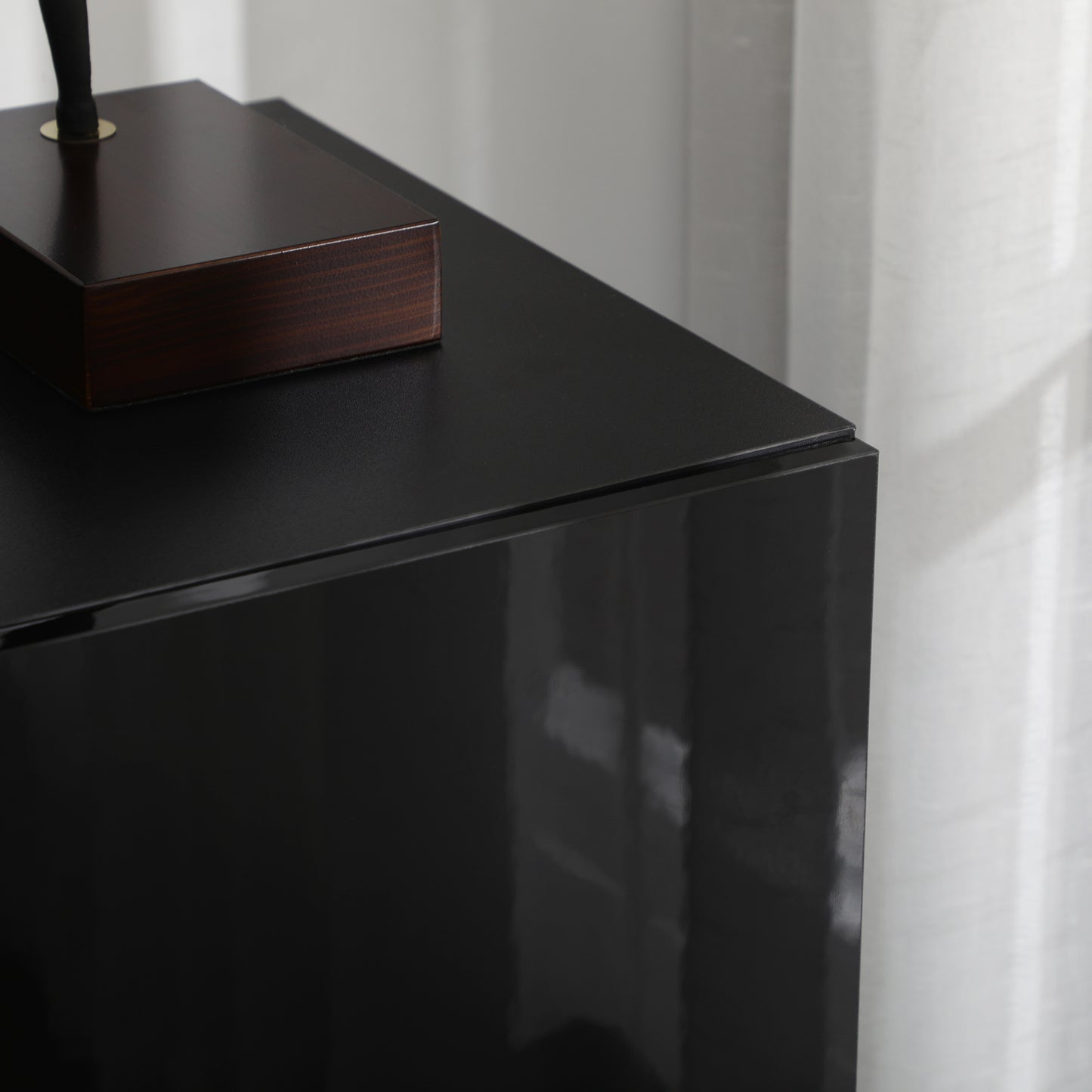 Ranifa Modern High Gloss Black Freestanding Storage Cabinet 2 Doors