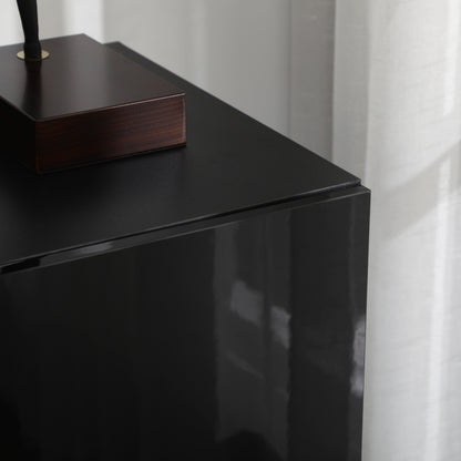 Ranifa Modern High Gloss Black Freestanding Storage Cabinet 2 Doors