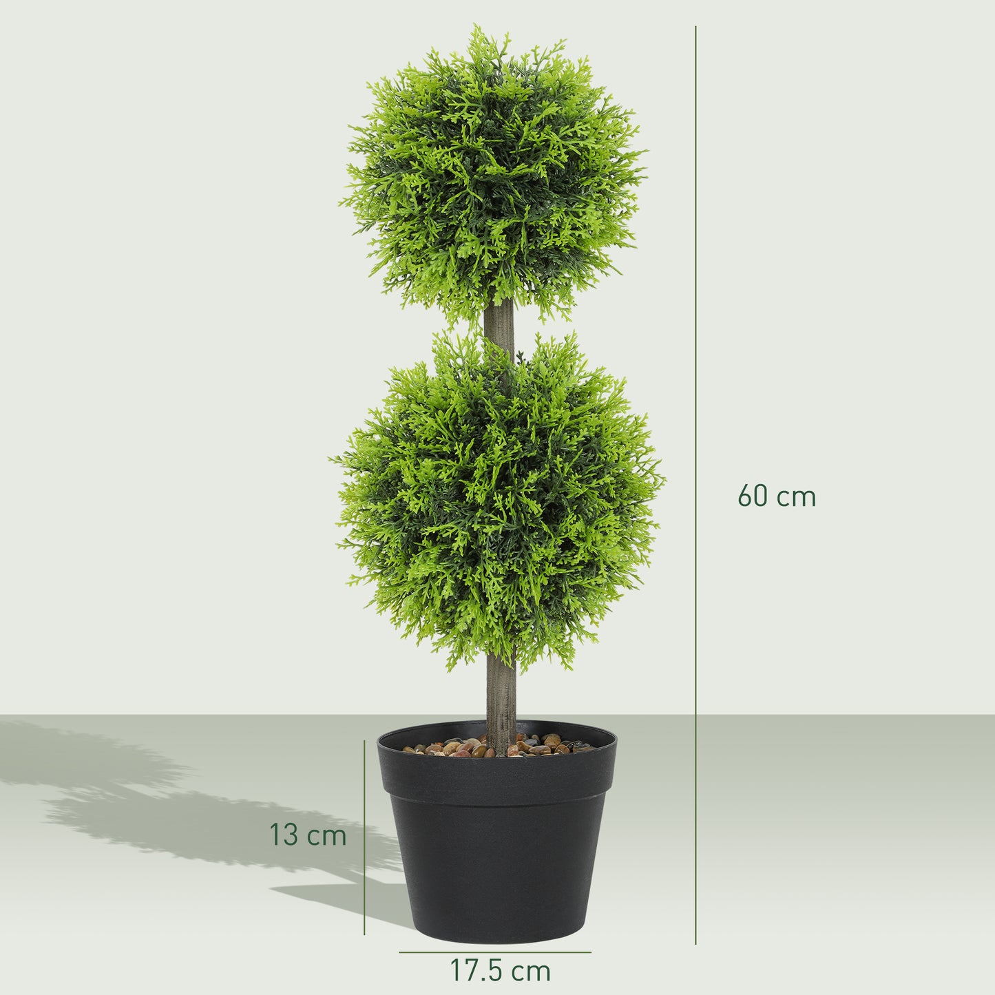 Leka Fadi Set Of 2 Artificial Boxwood Ball Topiary Trees With Double Ball Design H8 60cm