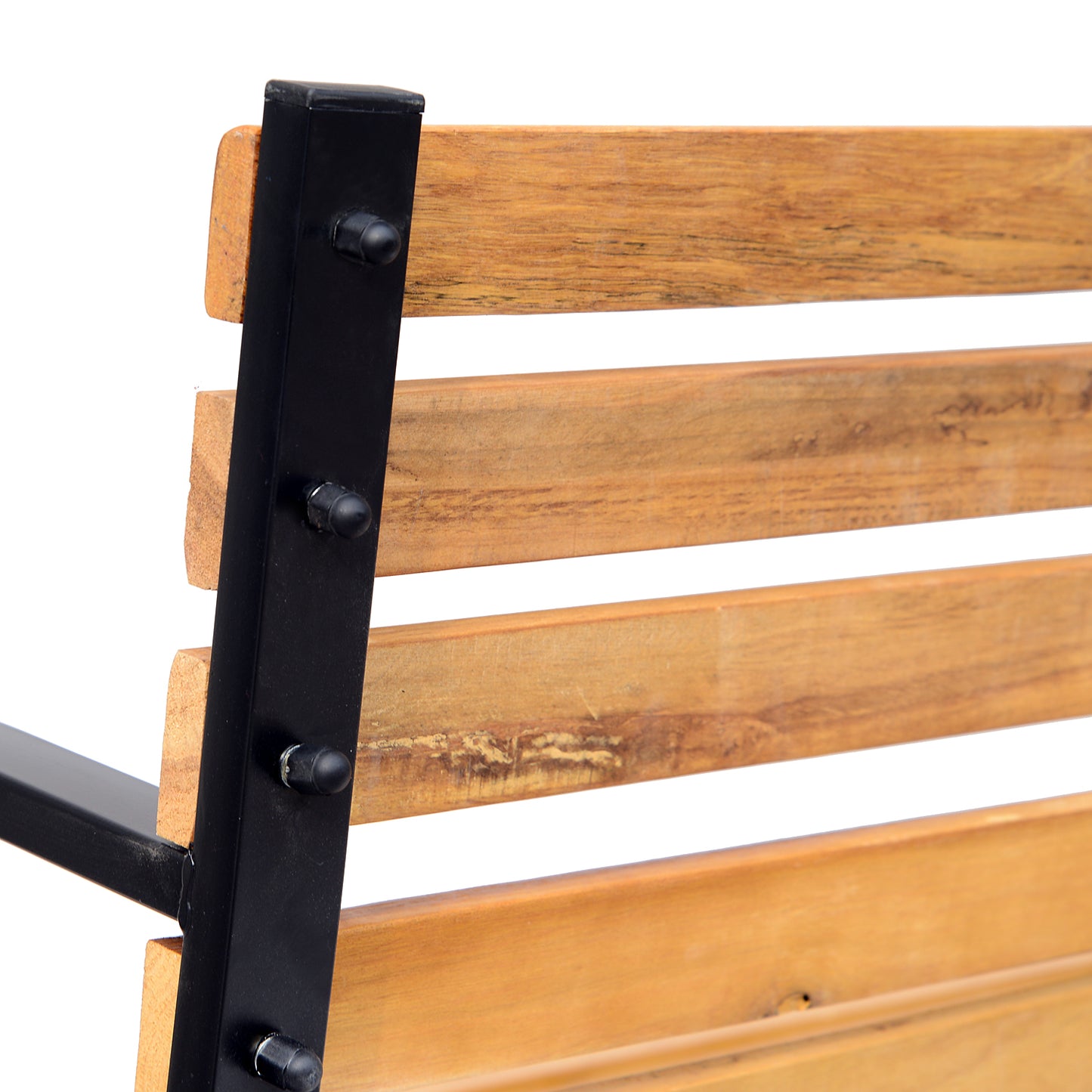 Nifalo 122cm Steel And Natural Slatted Wood Outdoor Garden Bench