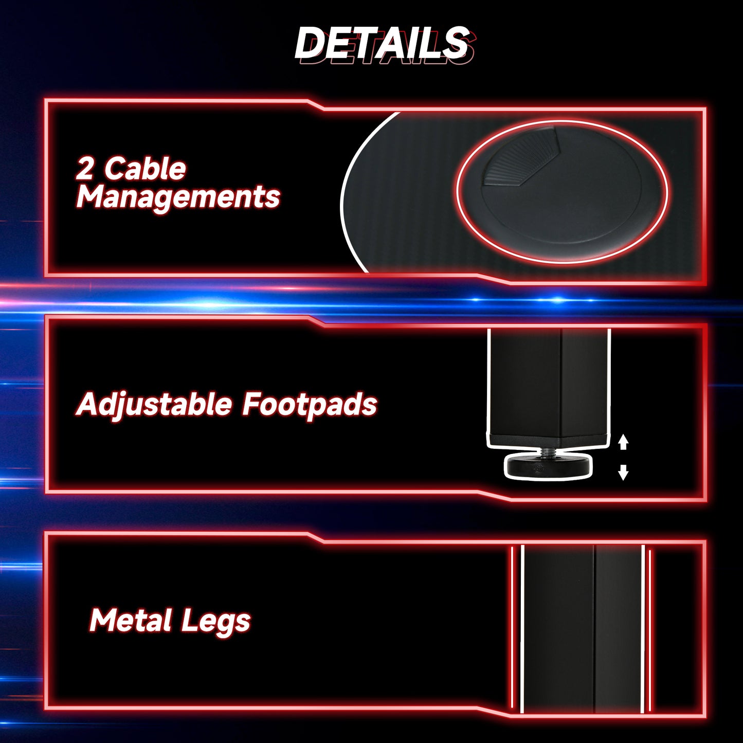 Toviba 145cm Black Left Hand L Shapedd Gaming Desk With Cable Management Holes