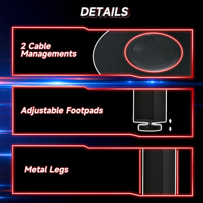 Toviba 145cm Black Left Hand L Shapedd Gaming Desk With Cable Management Holes