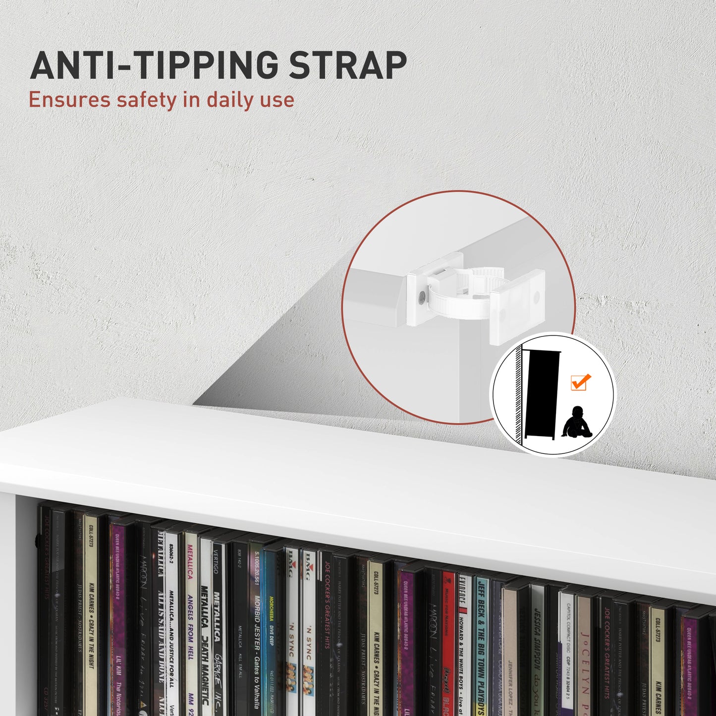 Talasa Wood White CD Storage Unit With 360 Disc Capacity