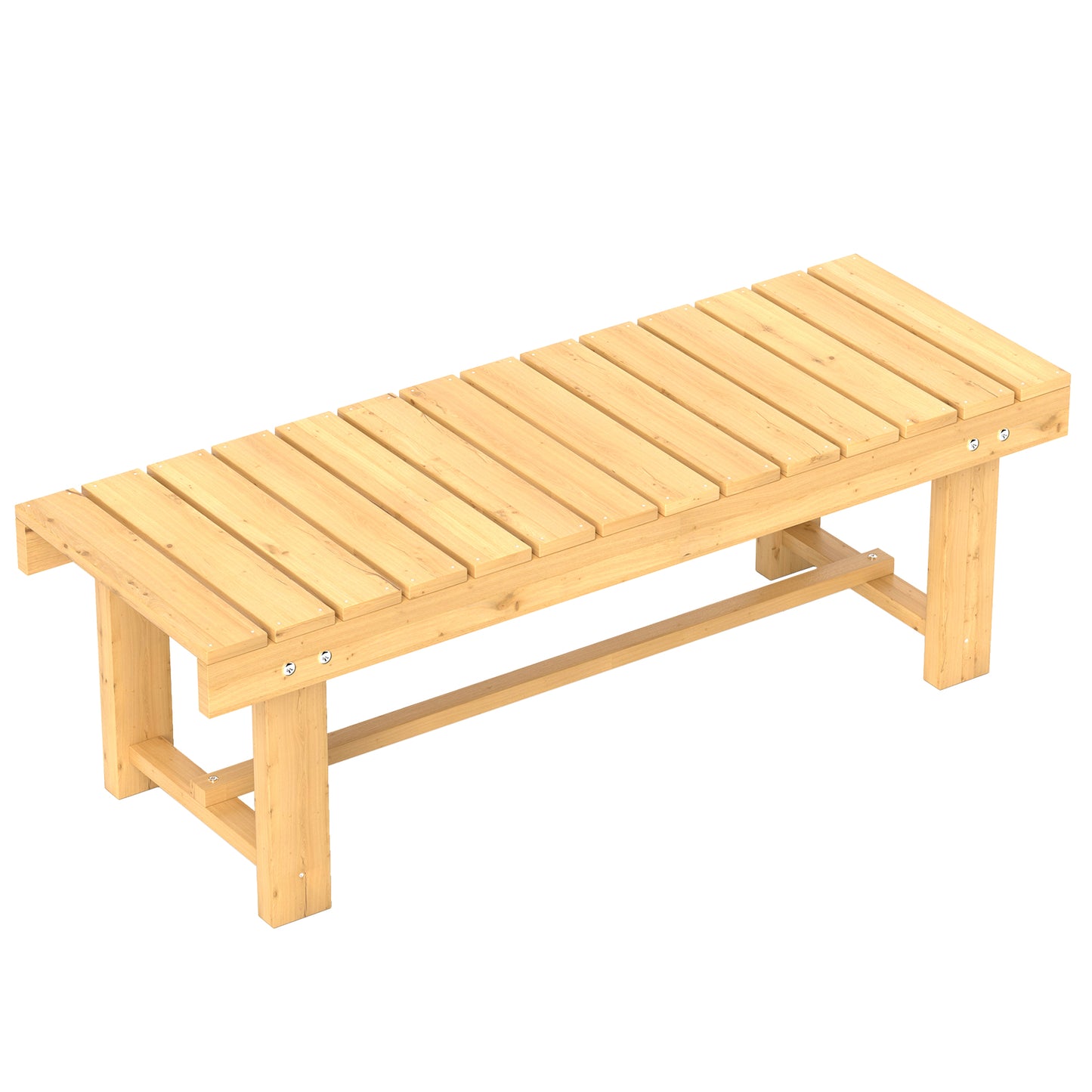Nika Fir Wood Natural 2 Seater Indoor Outdoor Garden Bench 110 x 38 x 35 cm