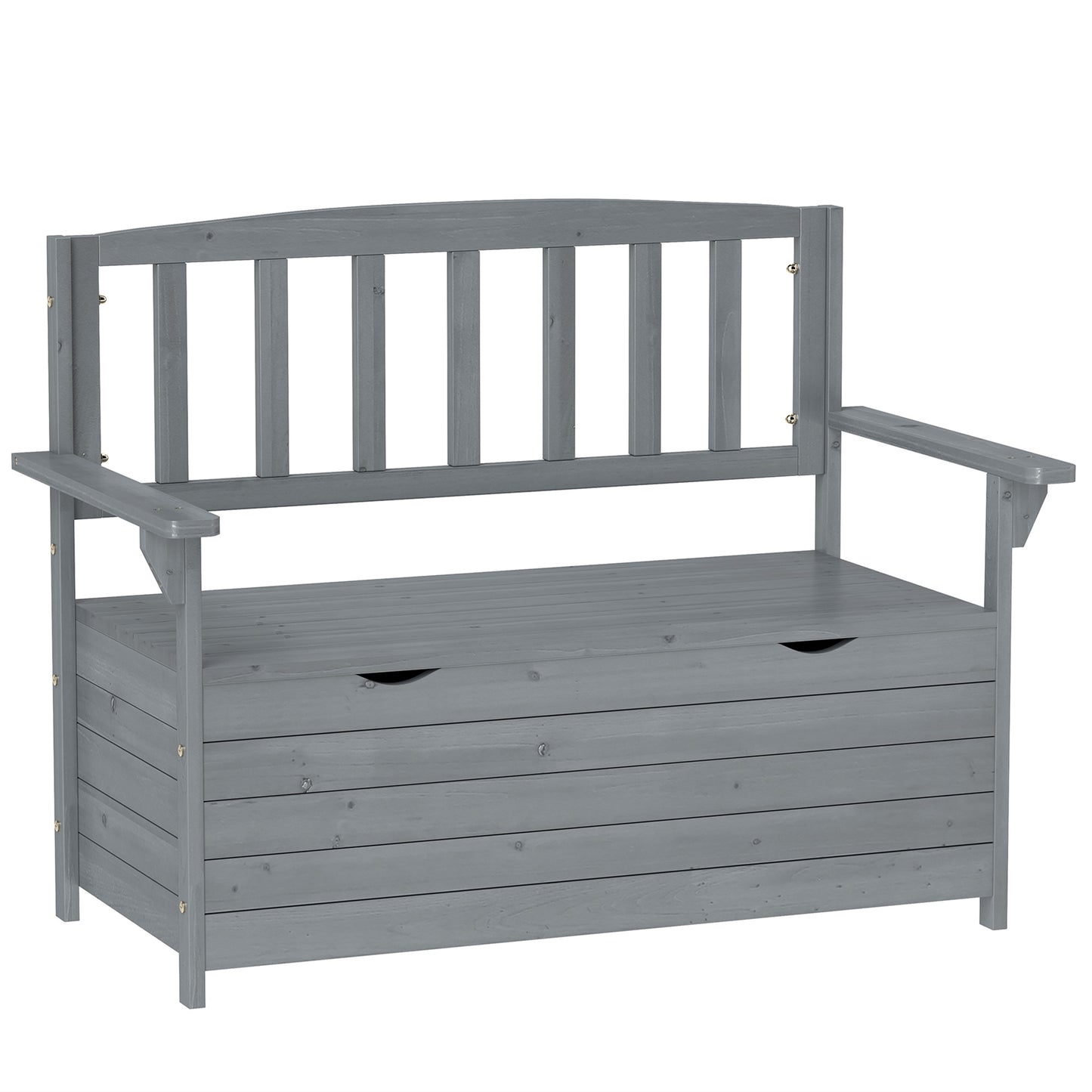 Cozicce Metal Grey 2 Seater Outdoor Storage Bench With Lift Up Seat