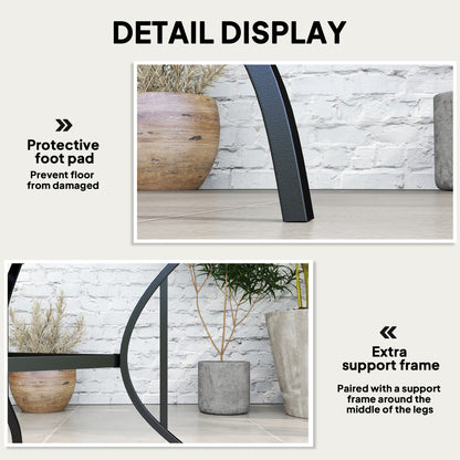 Hareni Steel Black Outdoor Garden Table With Slatted Top And Parasol Hole