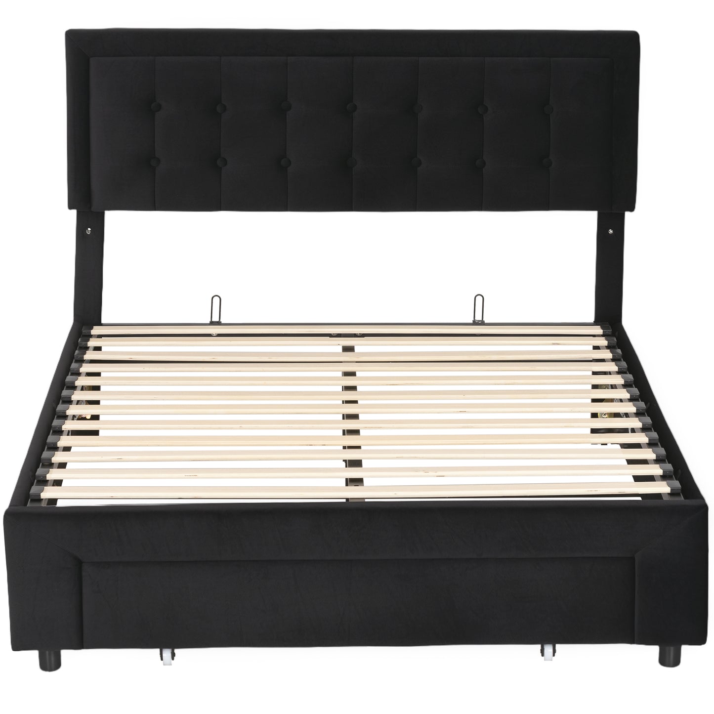 Mora 4FT6 Double Ottoman Bed Frame with Front Divan Drawer Storage Black