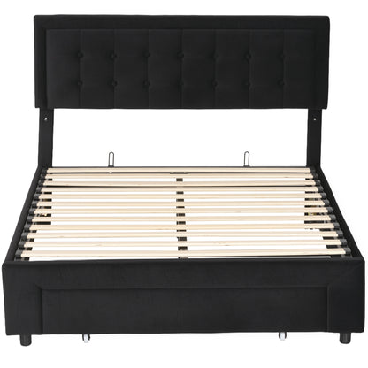 Mora 4FT6 Double Ottoman Bed Frame with Front Divan Drawer Storage Black