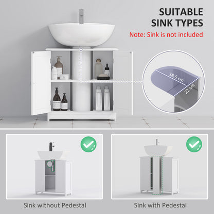 Fabka White Under Sink Vanity Cupboard With Double Doors And Adjustable Shelving For Fauxdestal Or OFauxn Basin