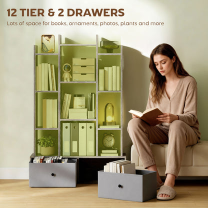 Rive Keba Wooden Graphite Wood Effect 12 Compartment Storage Unit With Drawers