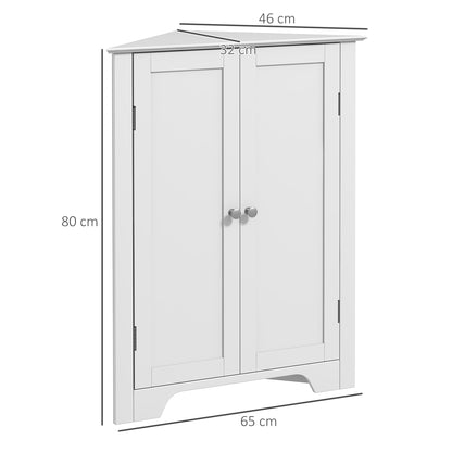 Zipaka Sasa Corner Bathroom Storage Cabinet With Recessed Door And Adjustable Shelving White