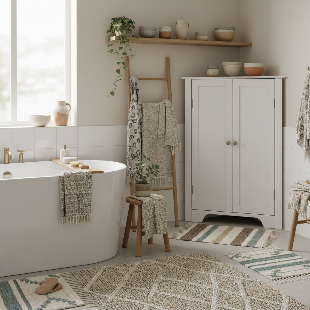 Zipaka Corner Bathroom Storage Cabinet With Recessed Door And Adjustable Shelving White