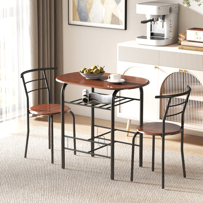 Vidiba Wooden Natural 3 Piece Compact Dining Set