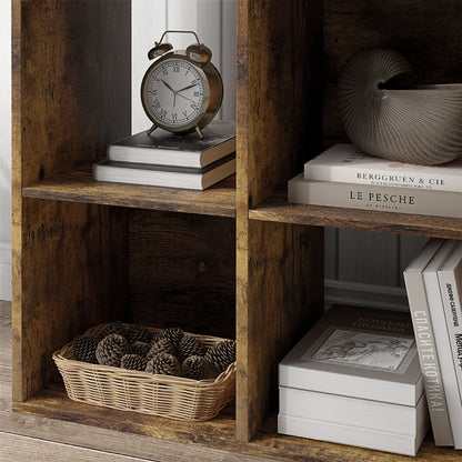Mike Wood Rustic Brown 6 Cube Storage Bookcase