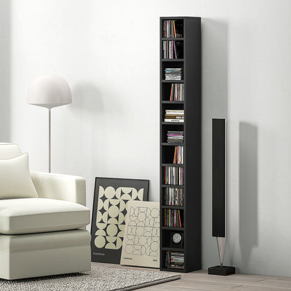 Nisapa Wood Black Tall Narrow Media Storage Tower With 204 Disc Capacity