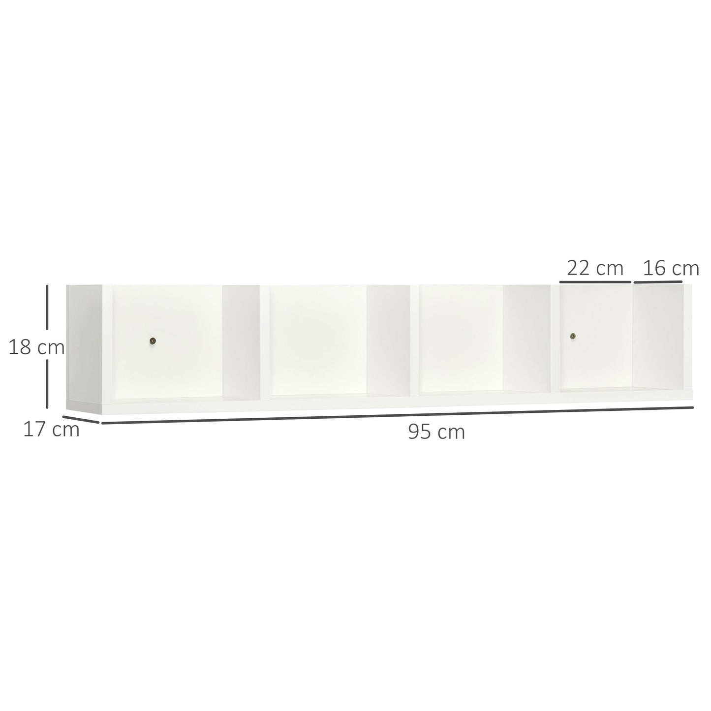Cofalo Mopa Wood White Set Of 2 Wall Mounted Media Storage Racks With Cube Shelves