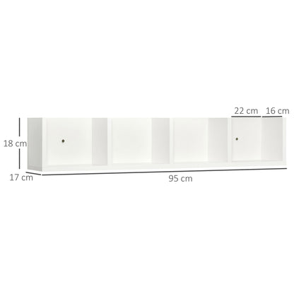 Cofalo Mopa Wood White Set Of 2 Wall Mounted Media Storage Racks With Cube Shelves