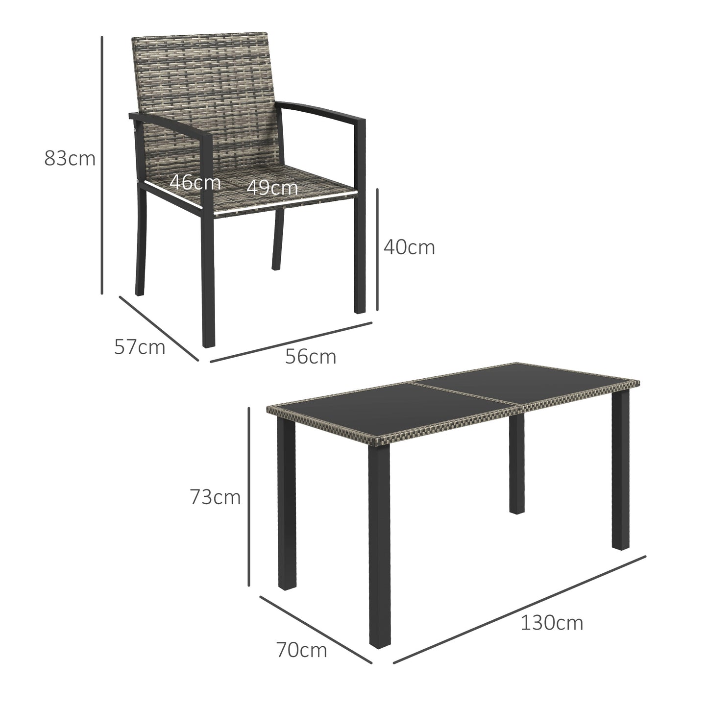 Saka Rattan Grey 4 Seater Outdoor Garden Dining Set With Tempered Glass Table And Chairs