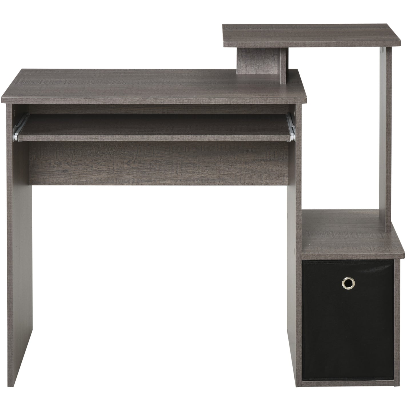 Ramo 100cm Wooden Grey Home Office Desk With Keyboard Tray Drawer And Side Shelving
