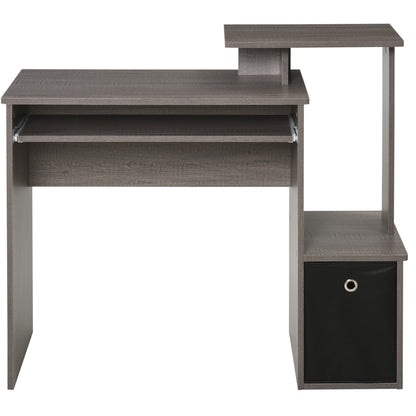 Ramo 100cm Wooden Grey Home Office Desk With Keyboard Tray Drawer And Side Shelving