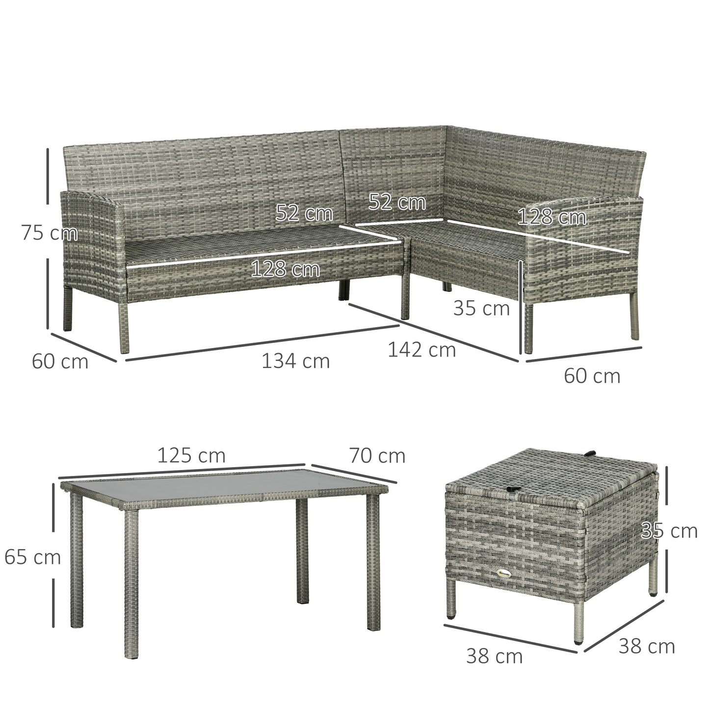 Noro Rattan Dark Blue 5 Piece Outdoor Dining Furniture Set With Cushions