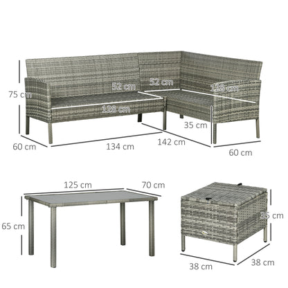 Noro Rattan Dark Blue 5 Piece Outdoor Dining Furniture Set With Cushions