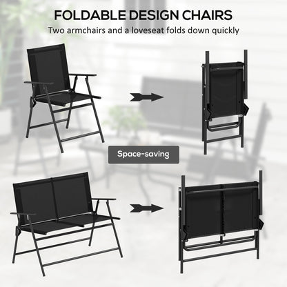 Mavi Metal Black and Mesh 4 Seater Outdoor Garden Sofa Set