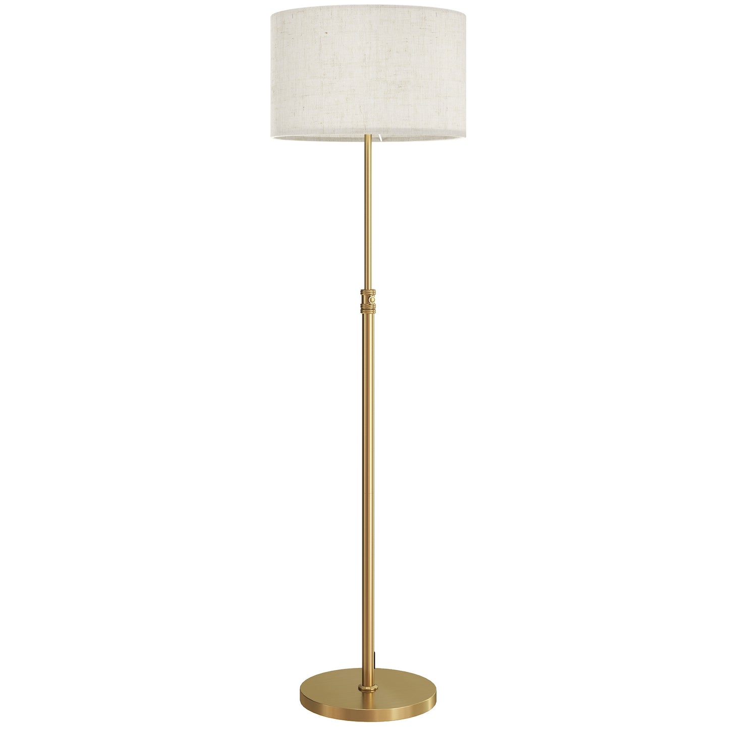 Mava Metal Gold Tone Adjustable Floor Lamp With Linen Shade Dimmable