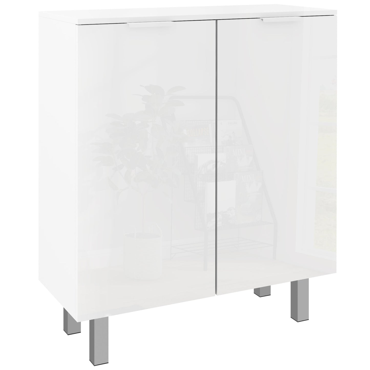 Conoyo Wooden White 5 Shelf Shoe Storage Cupboard
