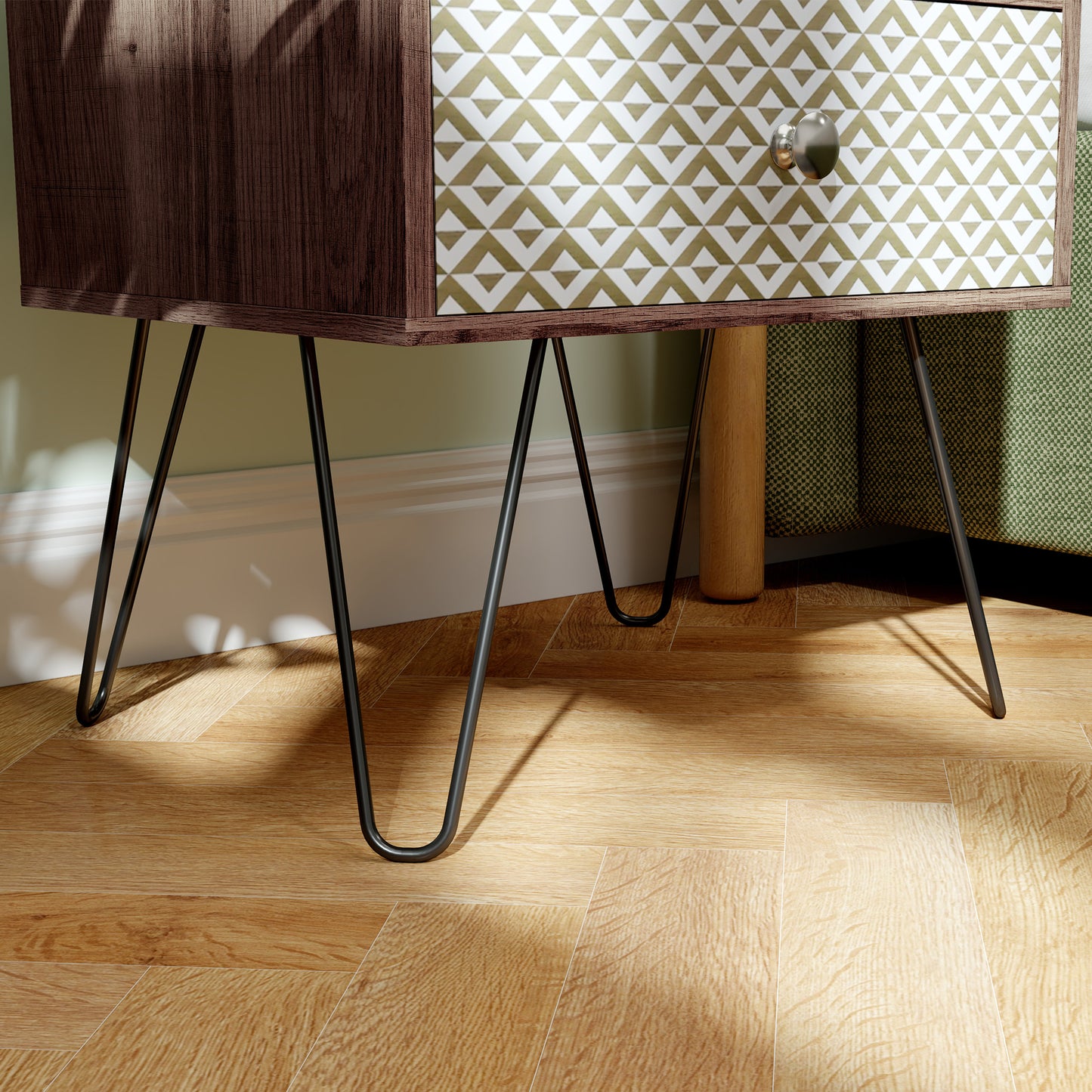 Lofake Scandinavian Brown 2 Drawer Nightstand