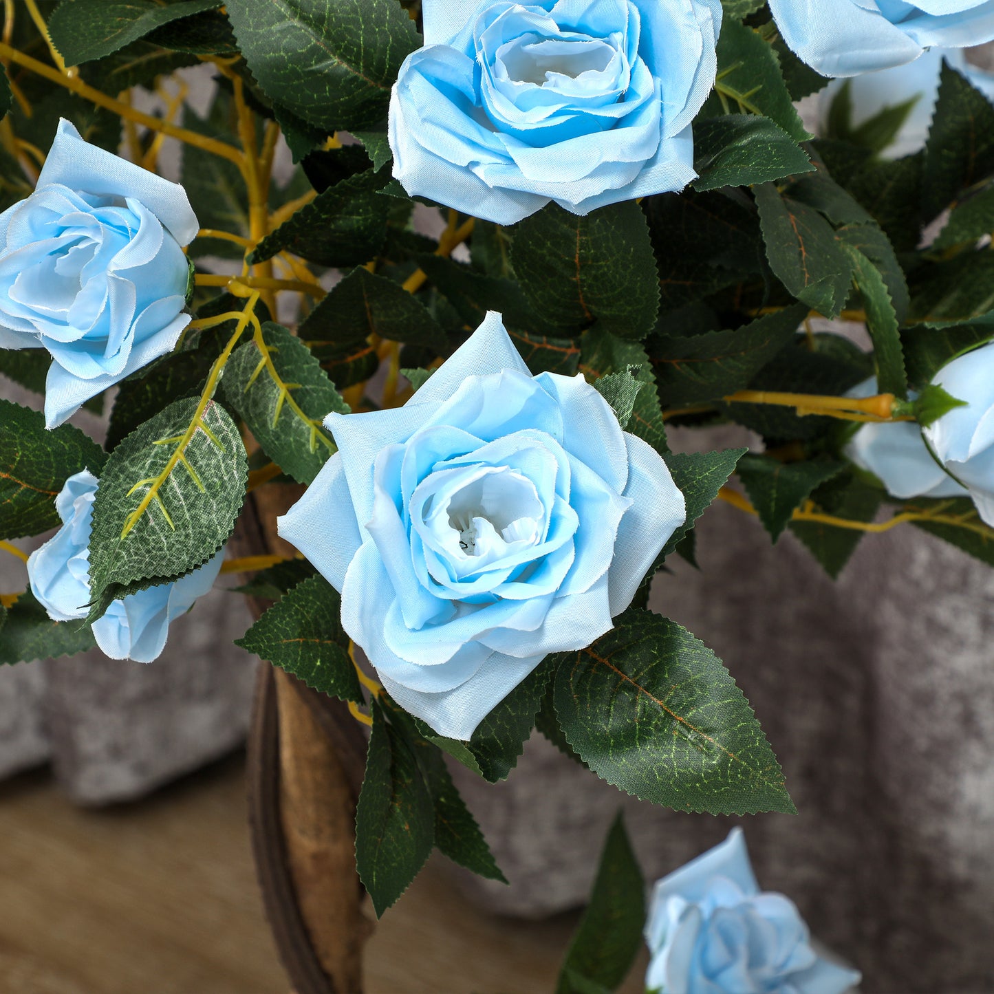 Virama Sura Set Of 2 Artificial White Rose Floral Plants In Pots H8 90cm Light Blue