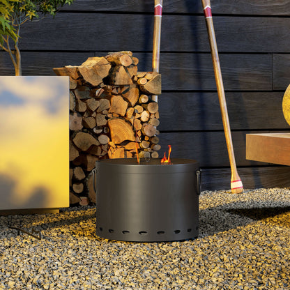 Lasatta Small Steel Dark Grey Smokeless Portable Fire Pit with Spark Screen And Poker
