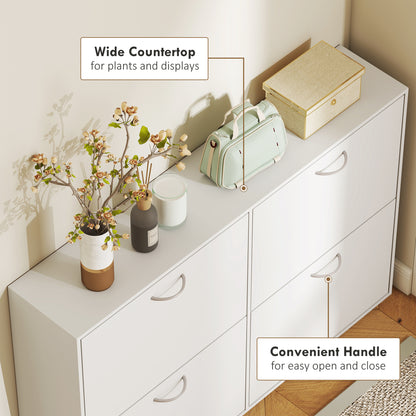 Notake Wooden White 4 Drawer Shoe Storage Cabinet