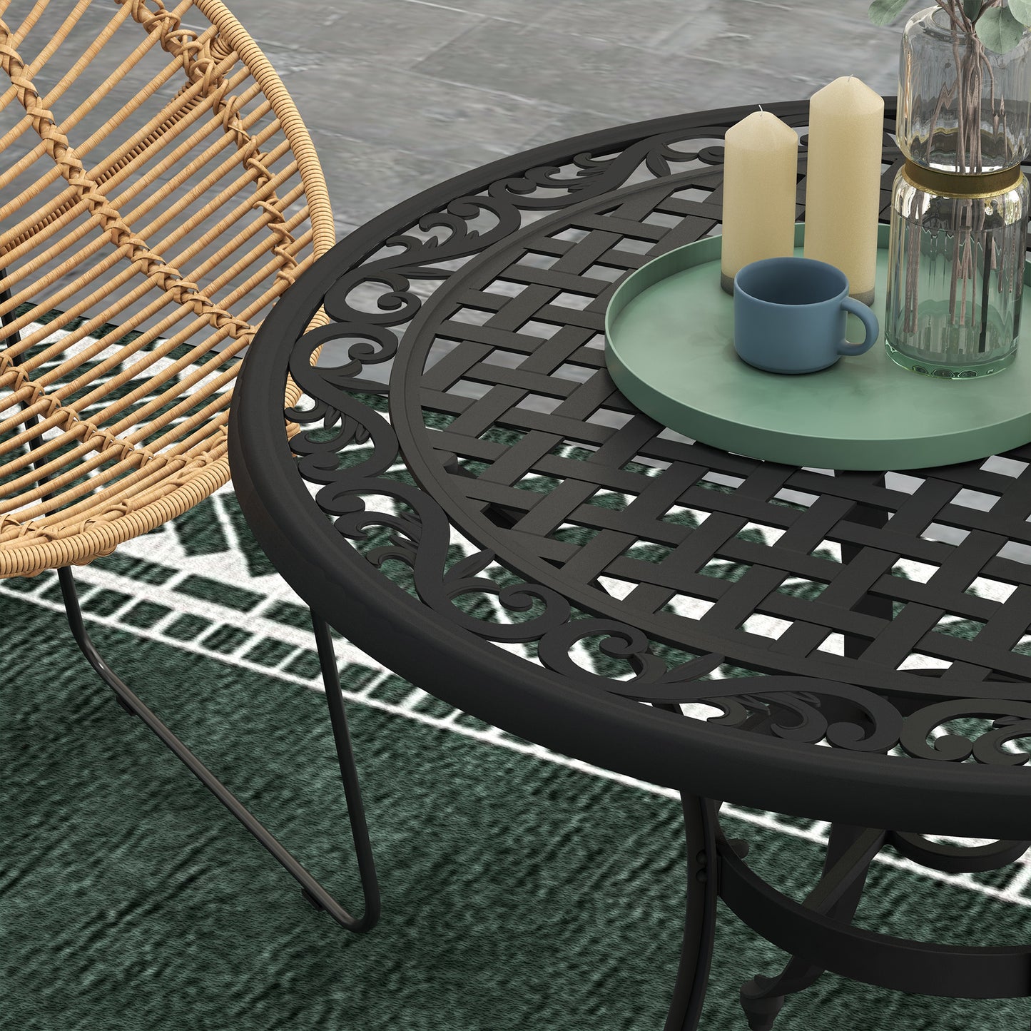 Tanodo 4 Seater Aluminium Round Garden Table With Parasol Hole