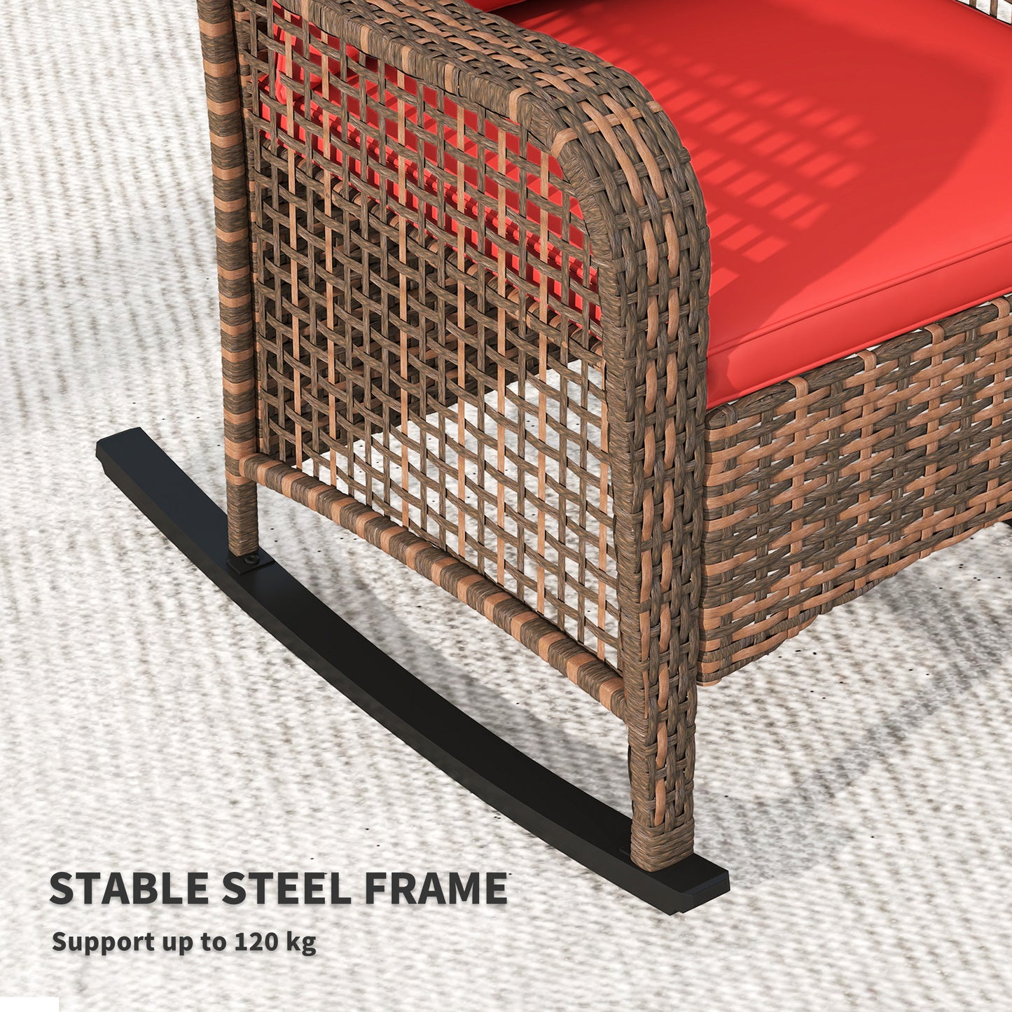 Ninatti Brown Rattan Red Cushions Outdoor Rocking Arcmhair