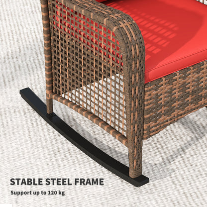 Ninatti Brown Rattan Red Cushions Outdoor Rocking Arcmhair