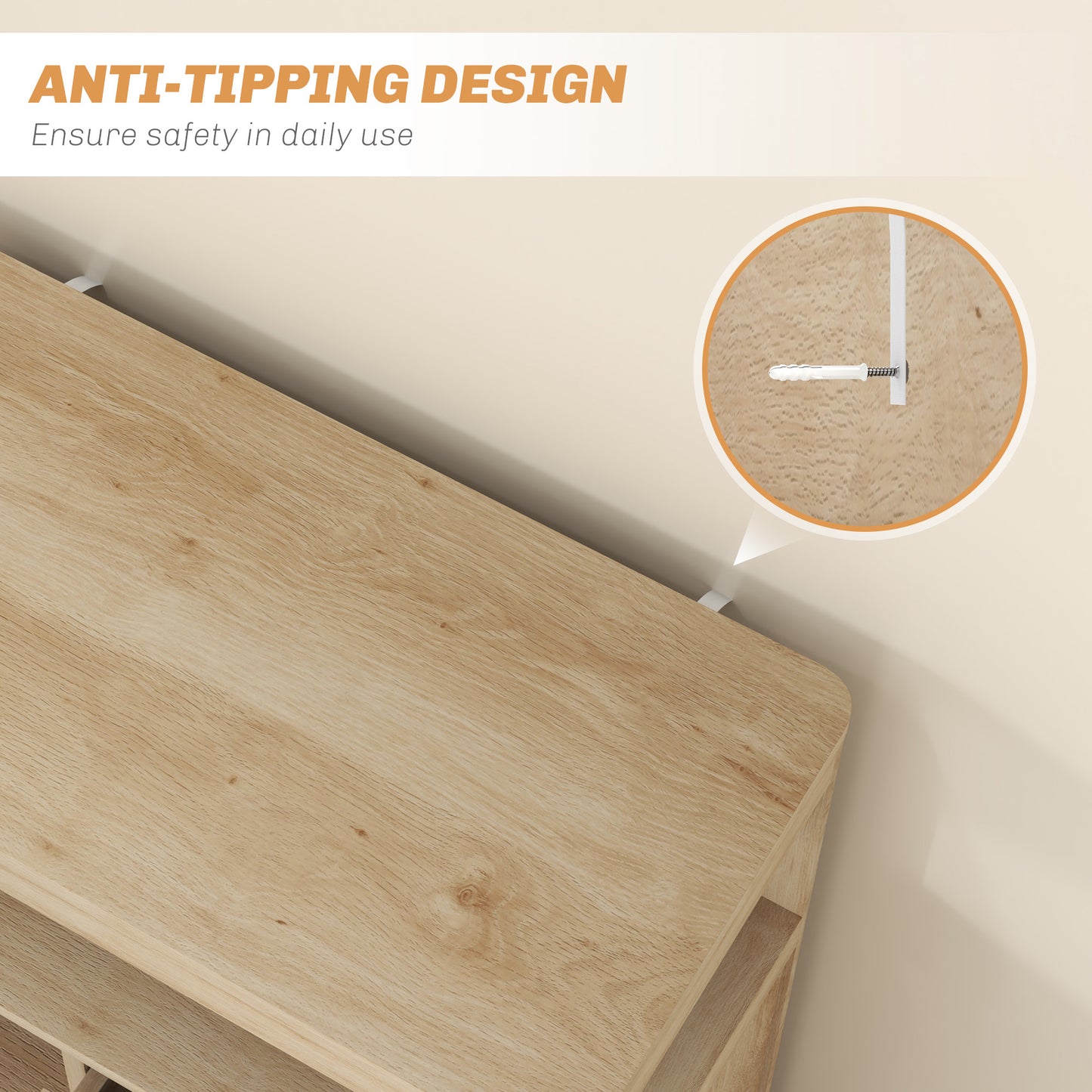 Cova Vira Natural Wood Sideboard 3 Drawers And Adjustable Interior Shelving