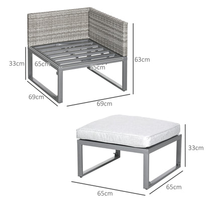 Vidi Roli Rattan Grey 3 In One Bistro Set With Rising Table And Adjustable Sofa Cushions