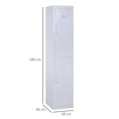 Marino 180cm Light Grey Metal Tall Locker Storage Cabinet With Internal Shelves