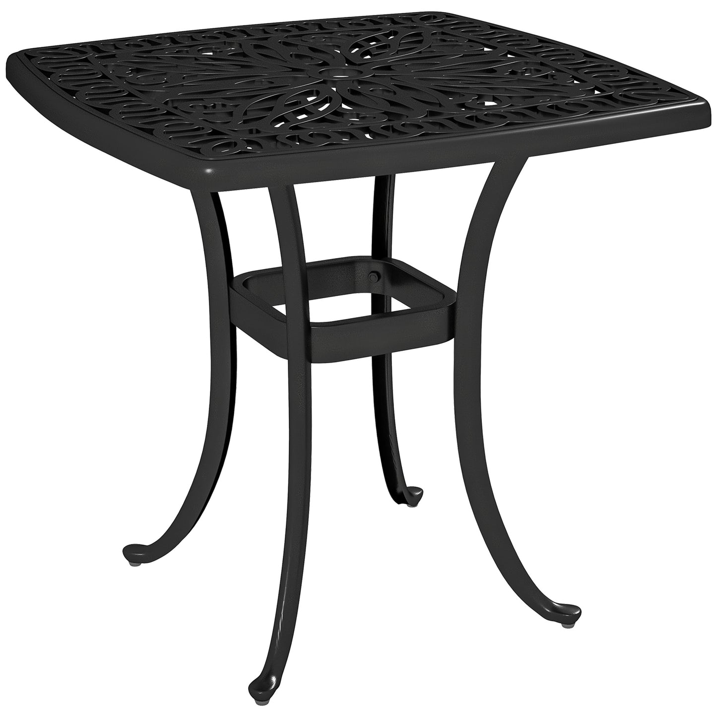 Suro Cast Aluminium Black Outdoor Side Table With Umbrella Hole And Anti Slip Feet