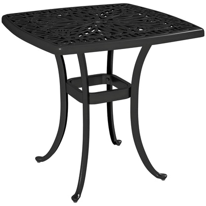 Suro Cast Aluminium Black Outdoor Side Table With Umbrella Hole And Anti Slip Feet