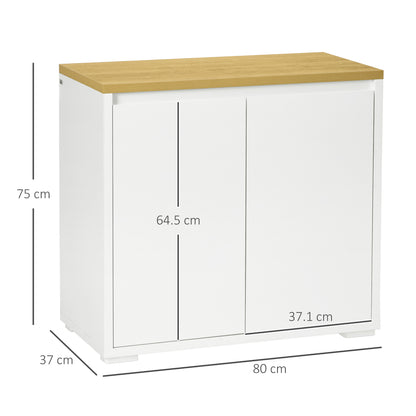 Nofi Fael White and Natural Sideboard With Double Doors