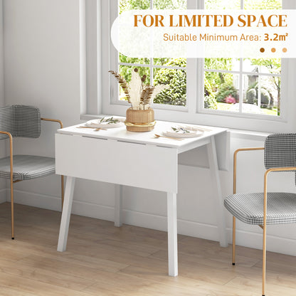 Hopato Solid Wood White Folding Drop Leaf Dining Table Seating 2 To 4