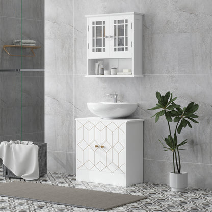 Verado Under Sink Bathroom Storage Cabinet With Adjustable Shelves And Open Compartment White