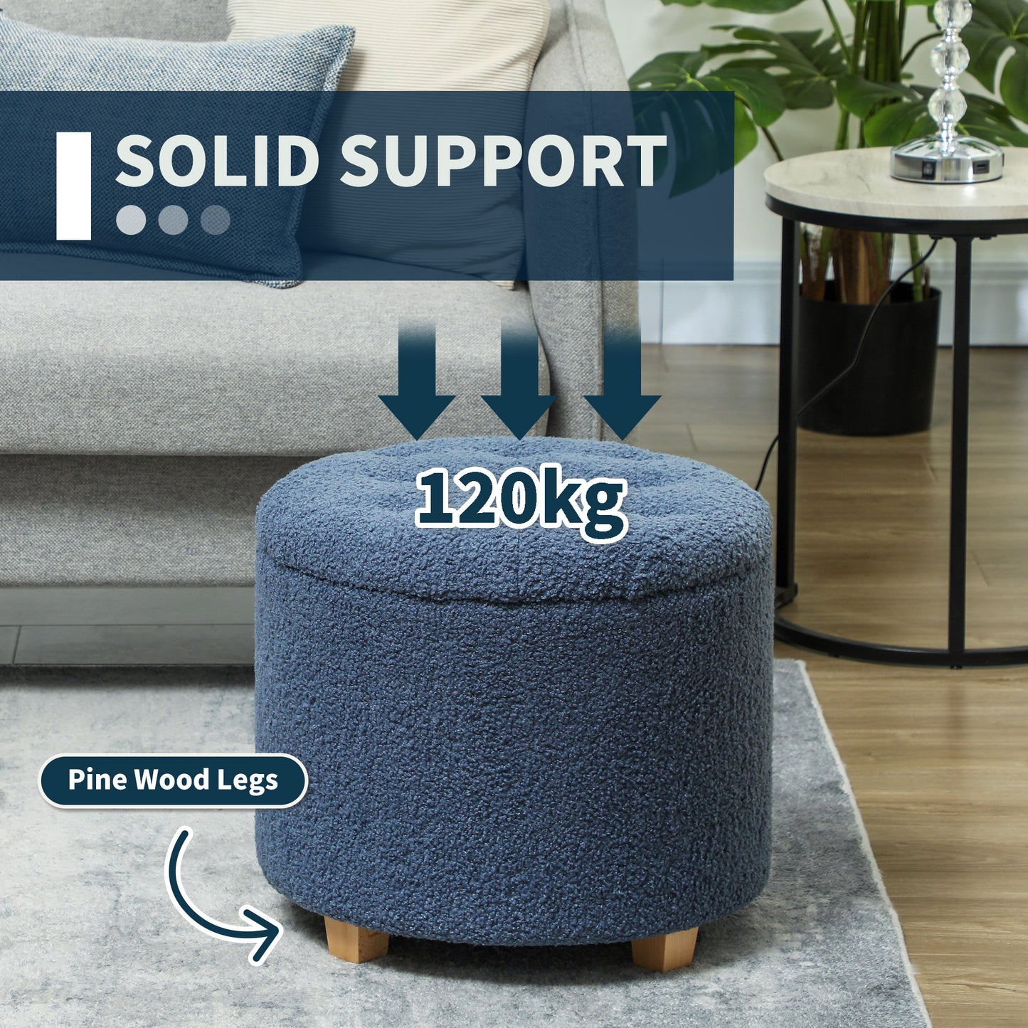 Ramazi Teddy Fleece Blue Storage Ottoman