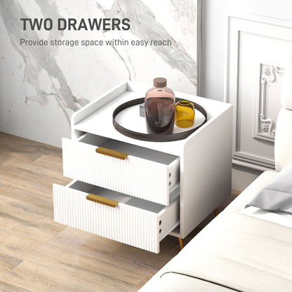 Conola Yone White Set Of 2 Elegant 2 Drawer Bedside Tables