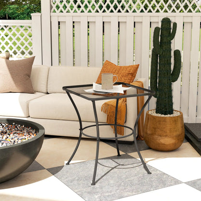 Metal Black Square Outdoor Bistro Table With Mesh Top 60 cm