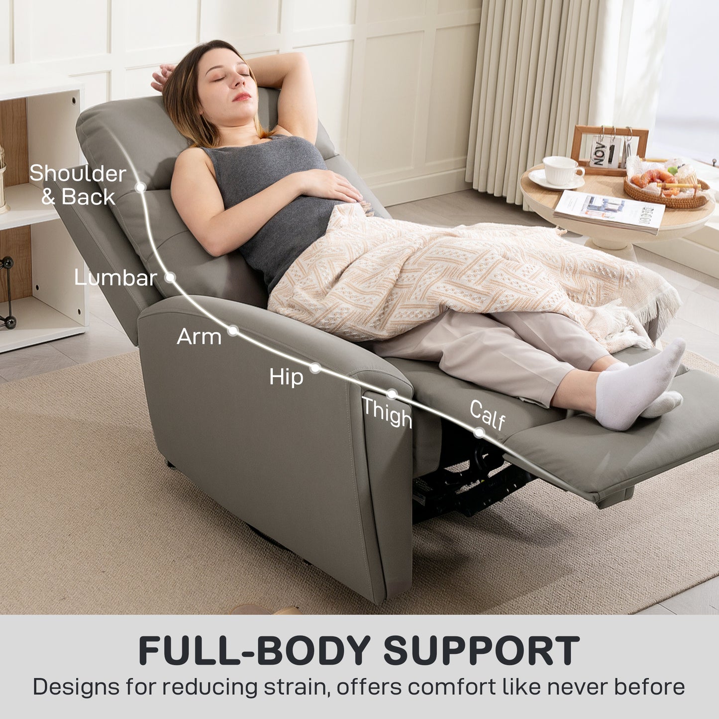 Flint Microfibre Grey Manual Recliner Armchair With Adjustable Leg Rest