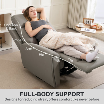 Flint Microfibre Grey Manual Recliner Armchair With Adjustable Leg Rest